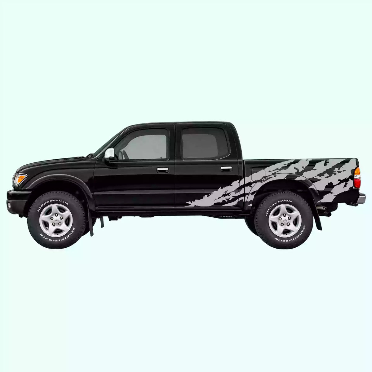 1995-2004 Toyota Tacoma Shred Side Decals Vinyl Graphics Kit Gray