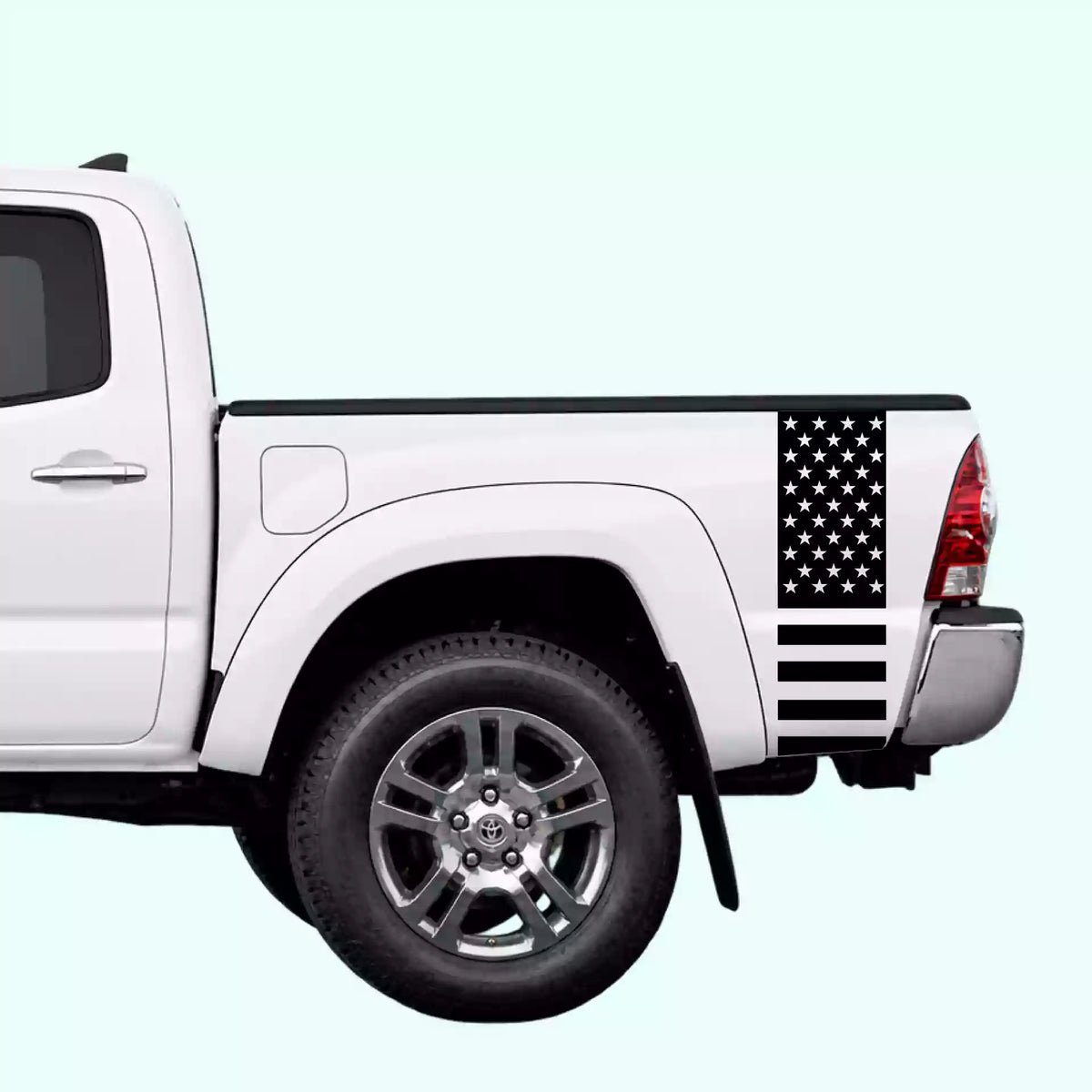 2005-2015 Toyota Tacoma American Flag Bed Side Stripes Vinyl Graphics Kit Black