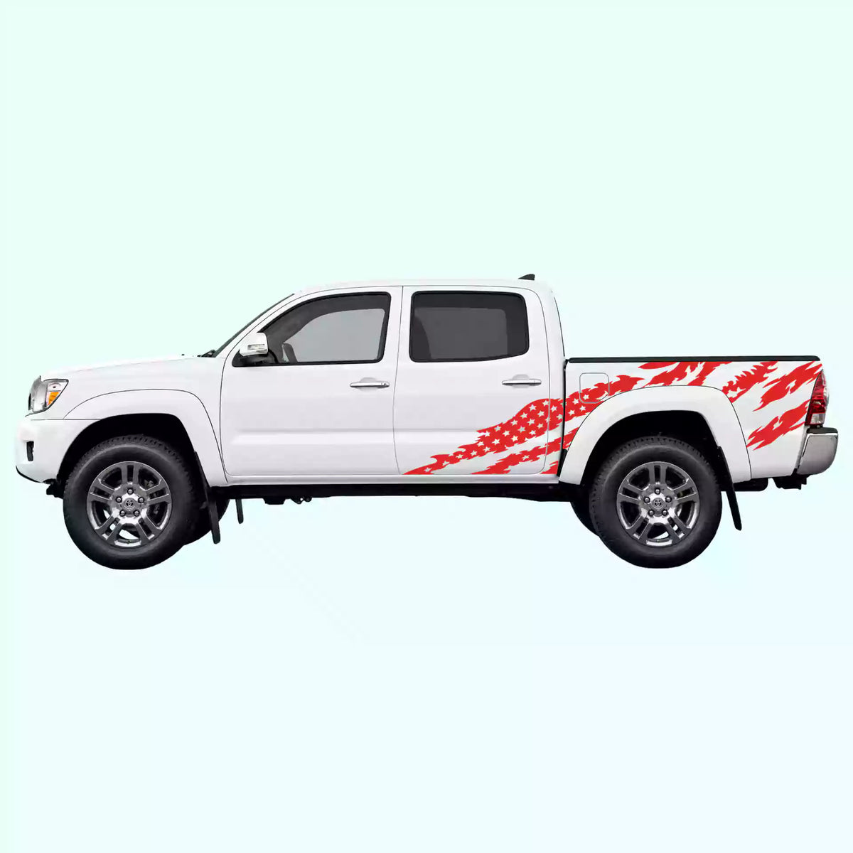 2005-2015 Toyota Tacoma American Flag Side Decals Vinyl Graphics Kit Red