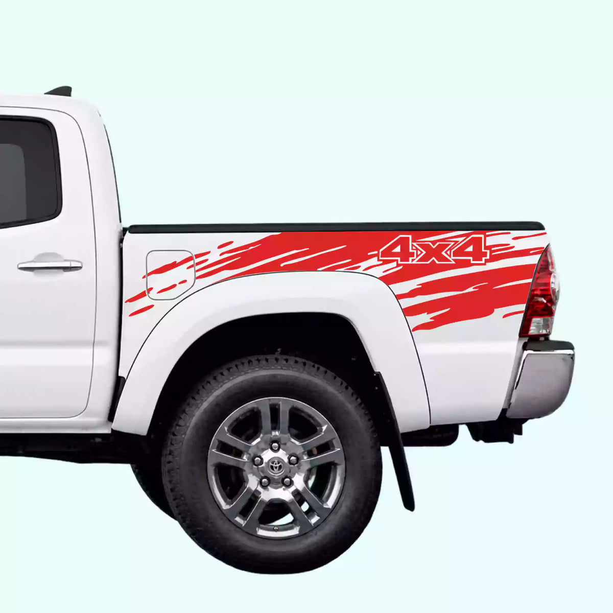 2005-2015 Toyota Tacoma Mud Splash 4x4 Bed Decals Vinyl Graphics Kit Red