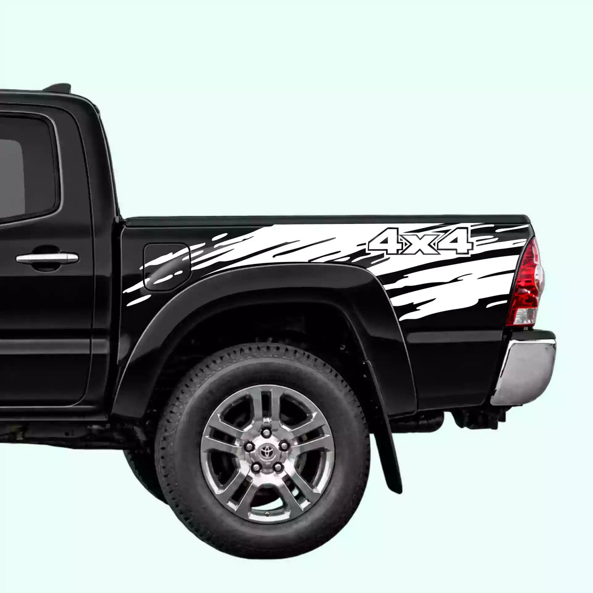 2005-2015 Toyota Tacoma Mud Splash 4x4 Bed Decals Vinyl Graphics Kit White