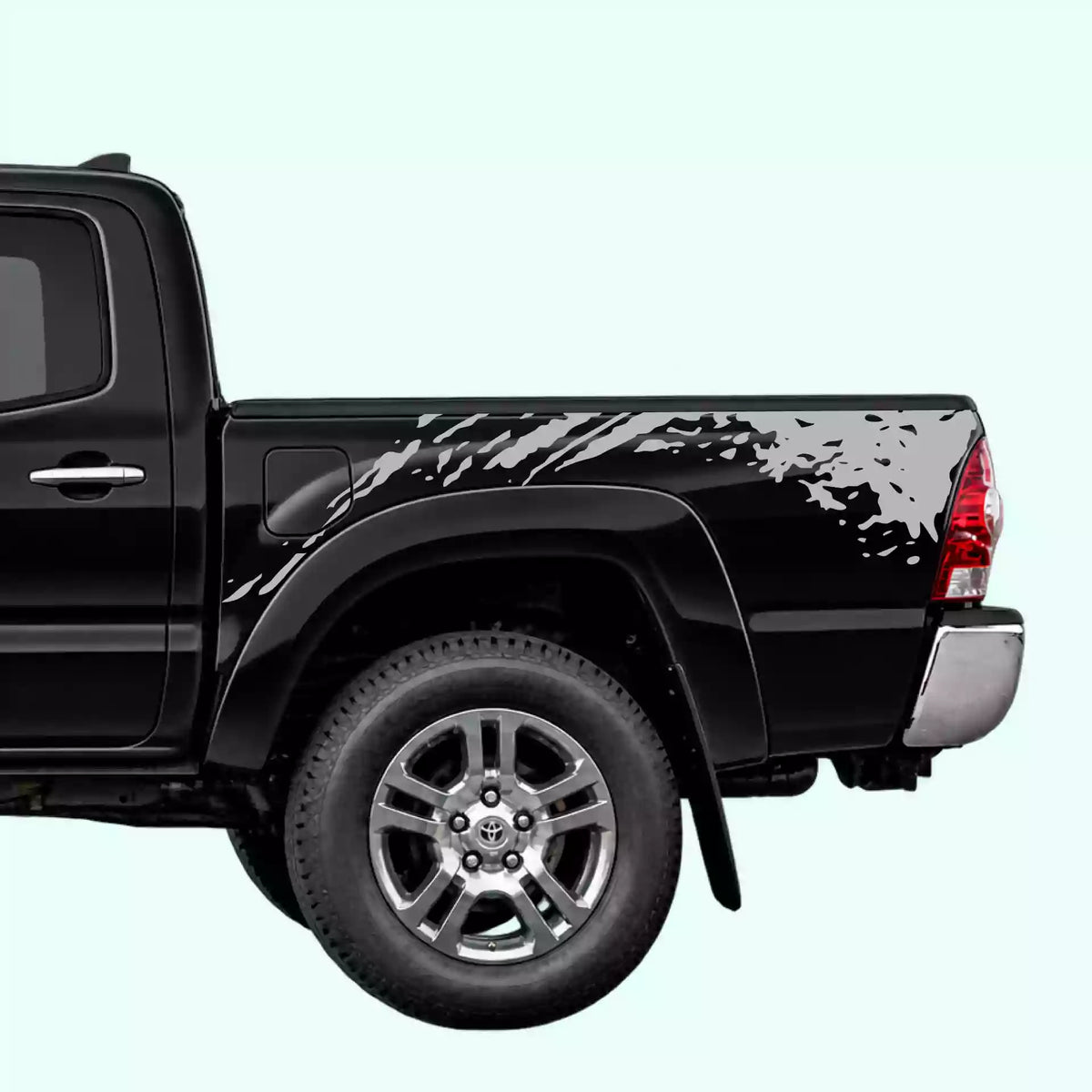 2005-2015 Toyota Tacoma Mud Splash Bed Decals Vinyl Graphics Kit Gray