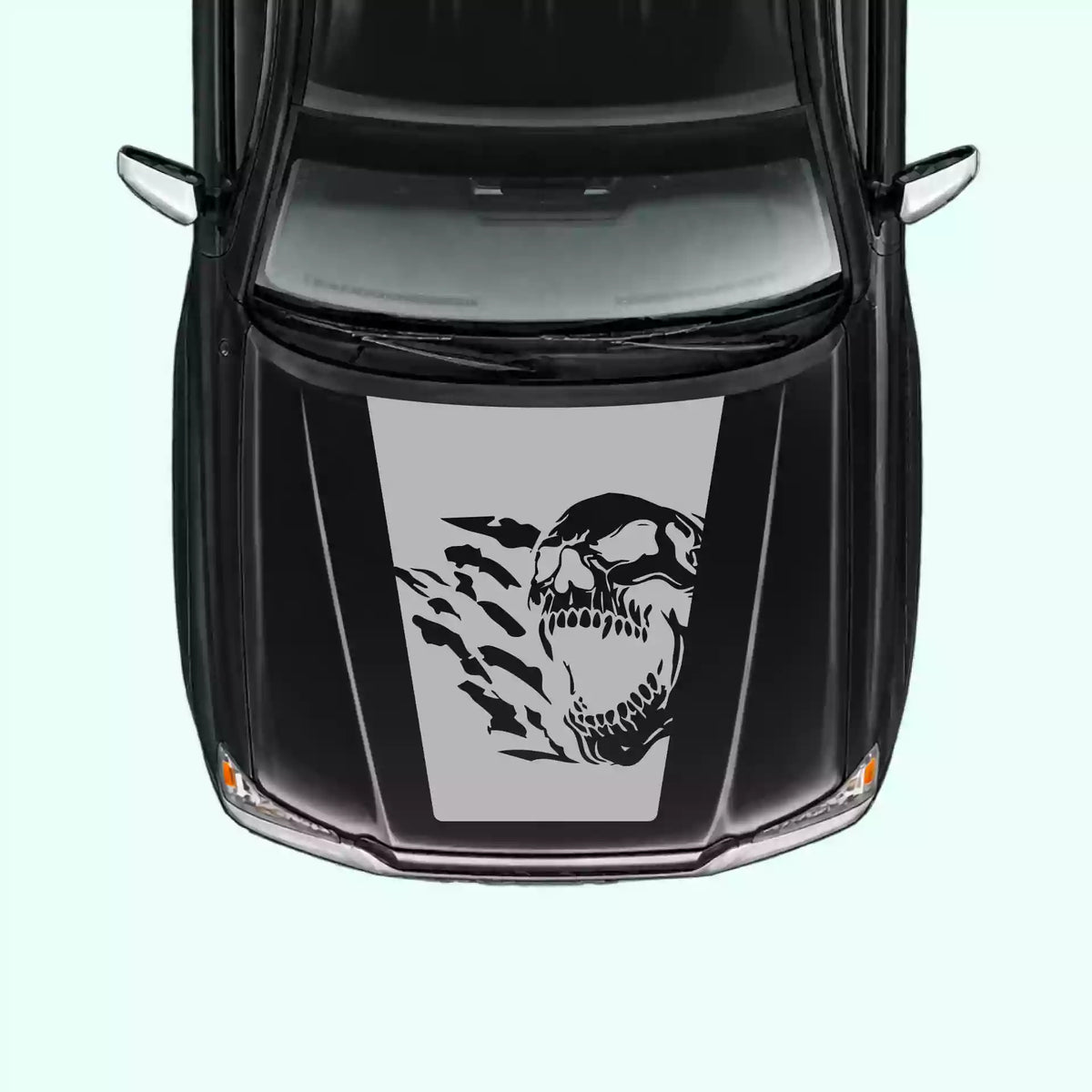 2005-2015 Toyota Tacoma Reaper Skull Hood Decal Vinyl Graphics Kit Gray