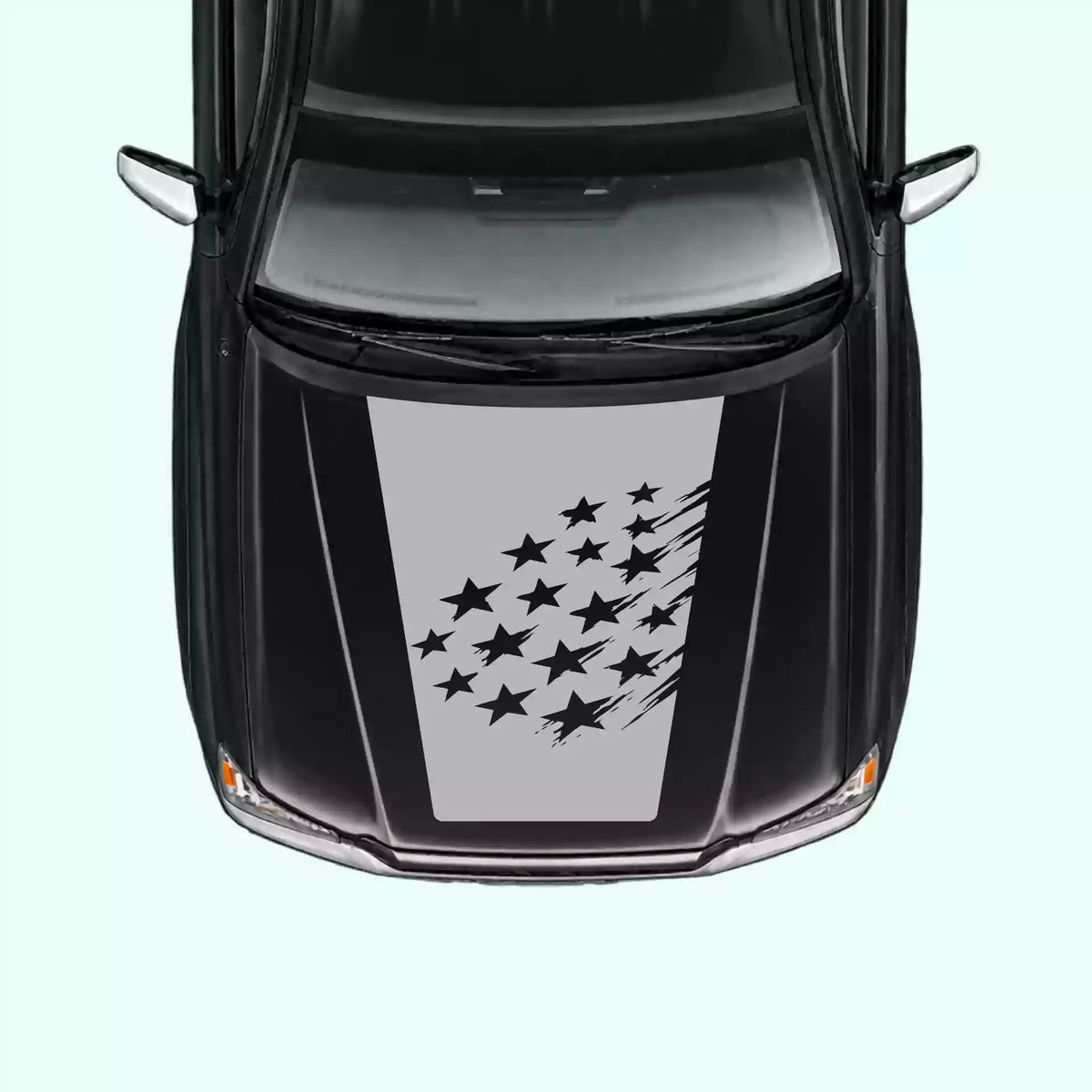 2005-2015 Toyota Tacoma Shattered American Flag Hood Decal Vinyl Graphics Kit gray