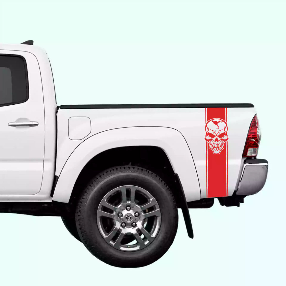 2005-2015 Toyota Tacoma Skull Bed Stripes Vinyl Graphics Kit Red