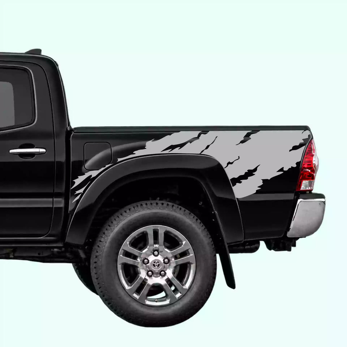2005-2015 Toyota Tacoma Torn Off Road Bed Decals Vinyl Graphics Kit Gray