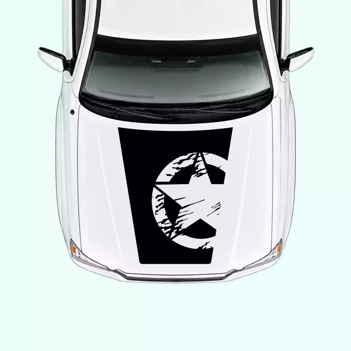 2005-2015 Toyota Tacoma Torn Star Hood Decal Vinyl Graphics Kit Black