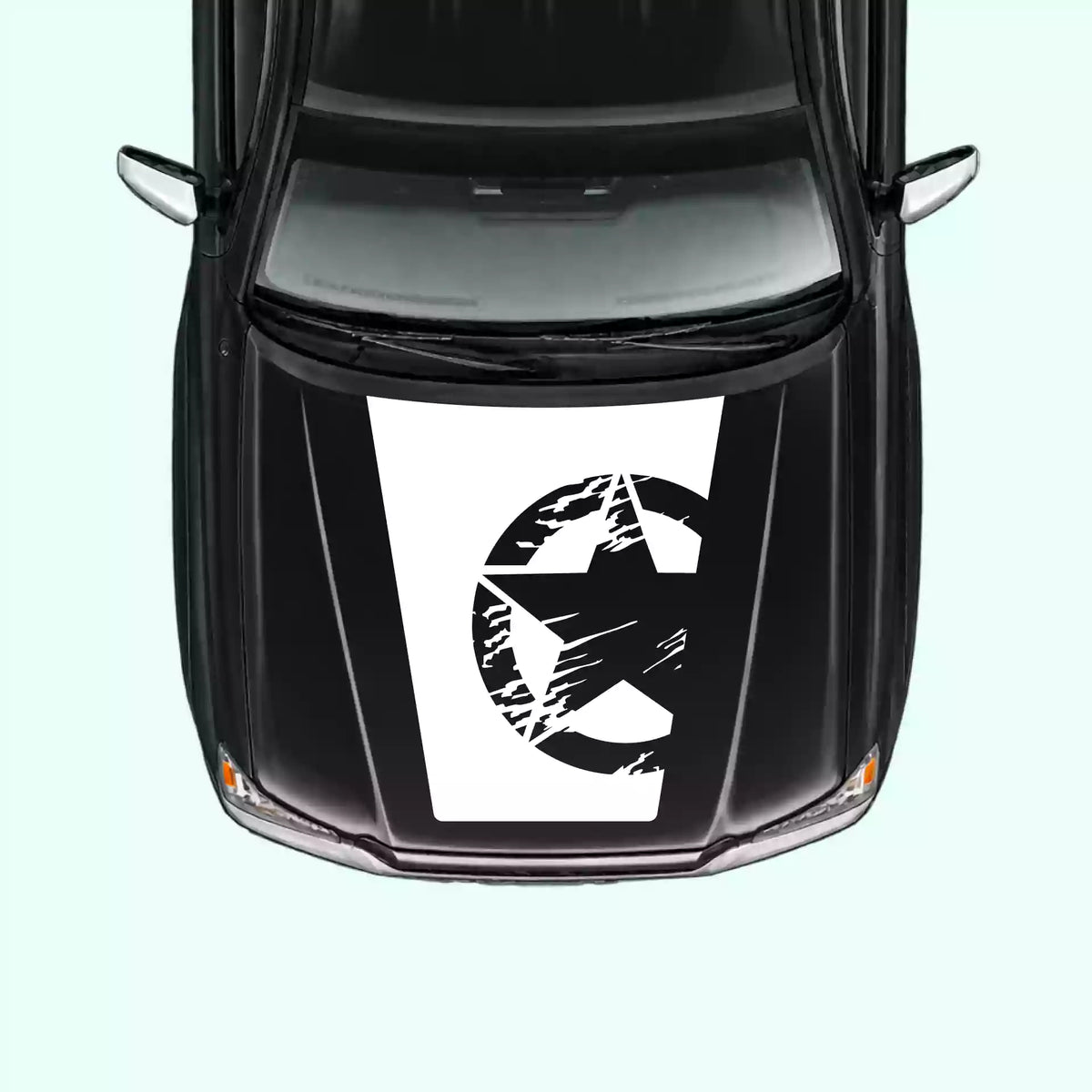 2005-2015 Toyota Tacoma Torn Star Hood Decal Vinyl Graphics Kit White