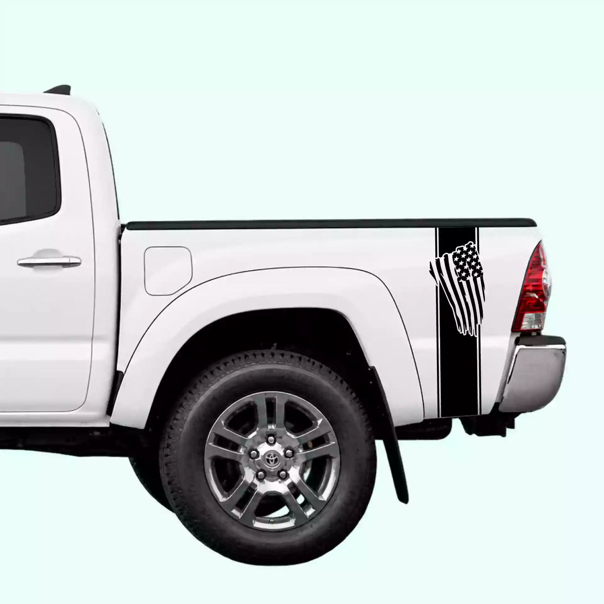 2005-2015 Toyota Tacoma USA Flag Bed Decals Vinyl Graphics Kit Black