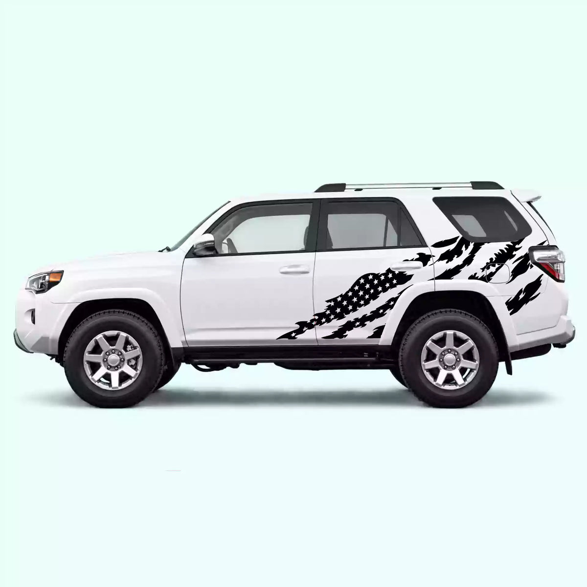 2010-2024 Toyota 4Runner American Flag Side Decals Vinyl Graphics Kit Black