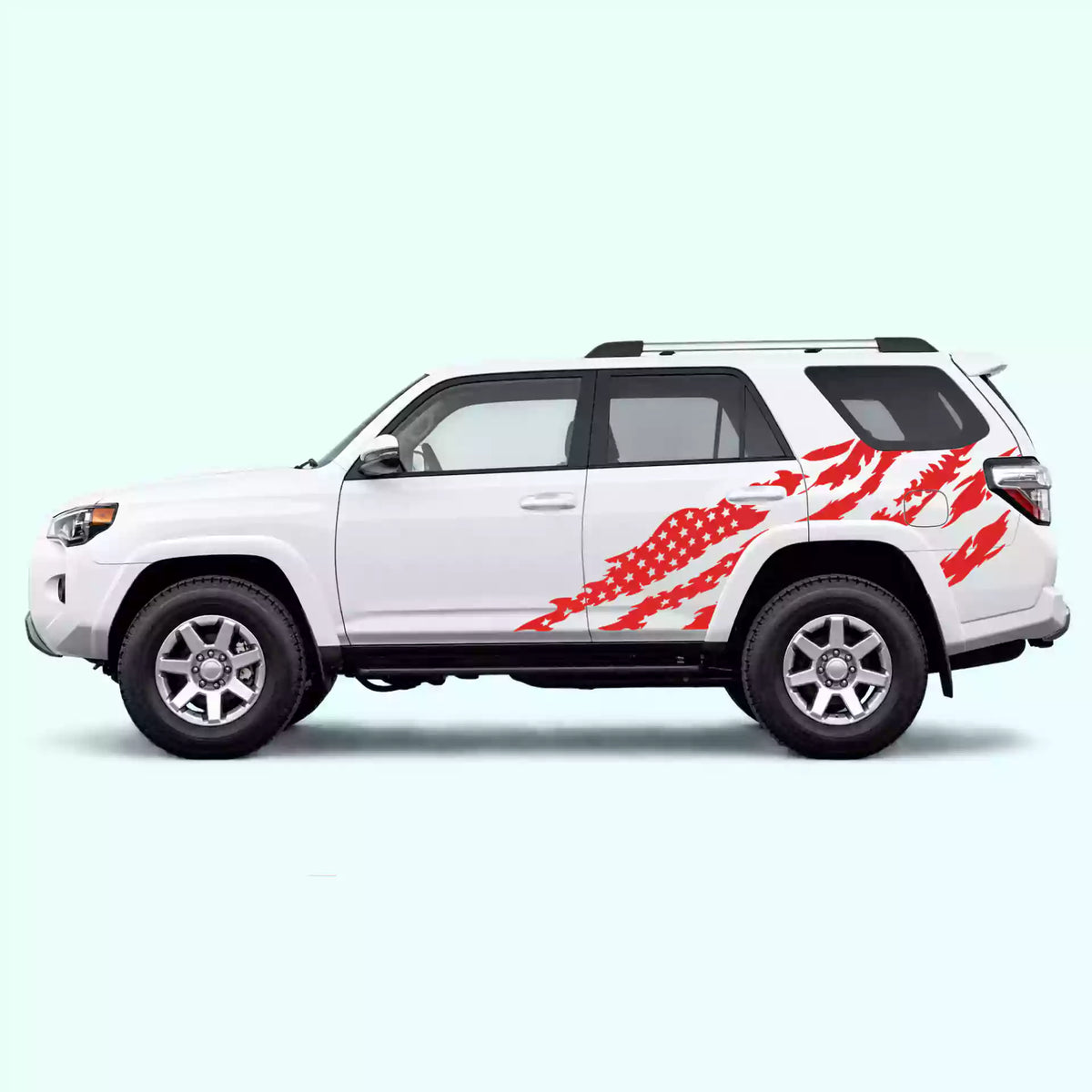 2010-2024 Toyota 4Runner American Flag Side Decals Vinyl Graphics Kit Red