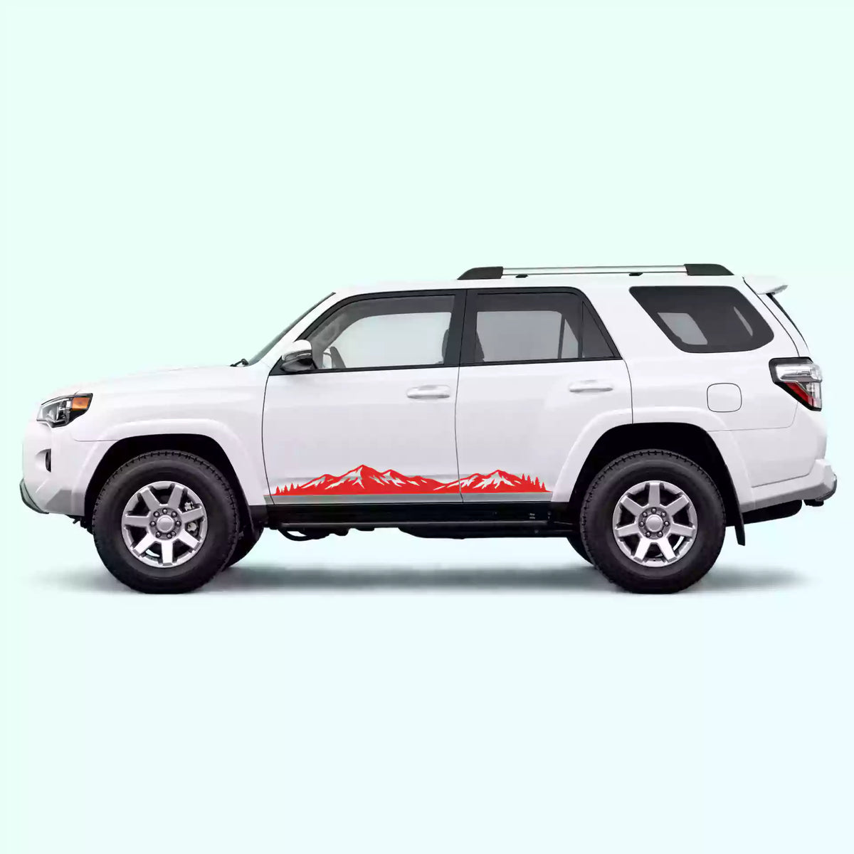 2010-2024 Toyota 4Runner Mountain Range Rocker Stripes Vinyl Graphics Kit Red