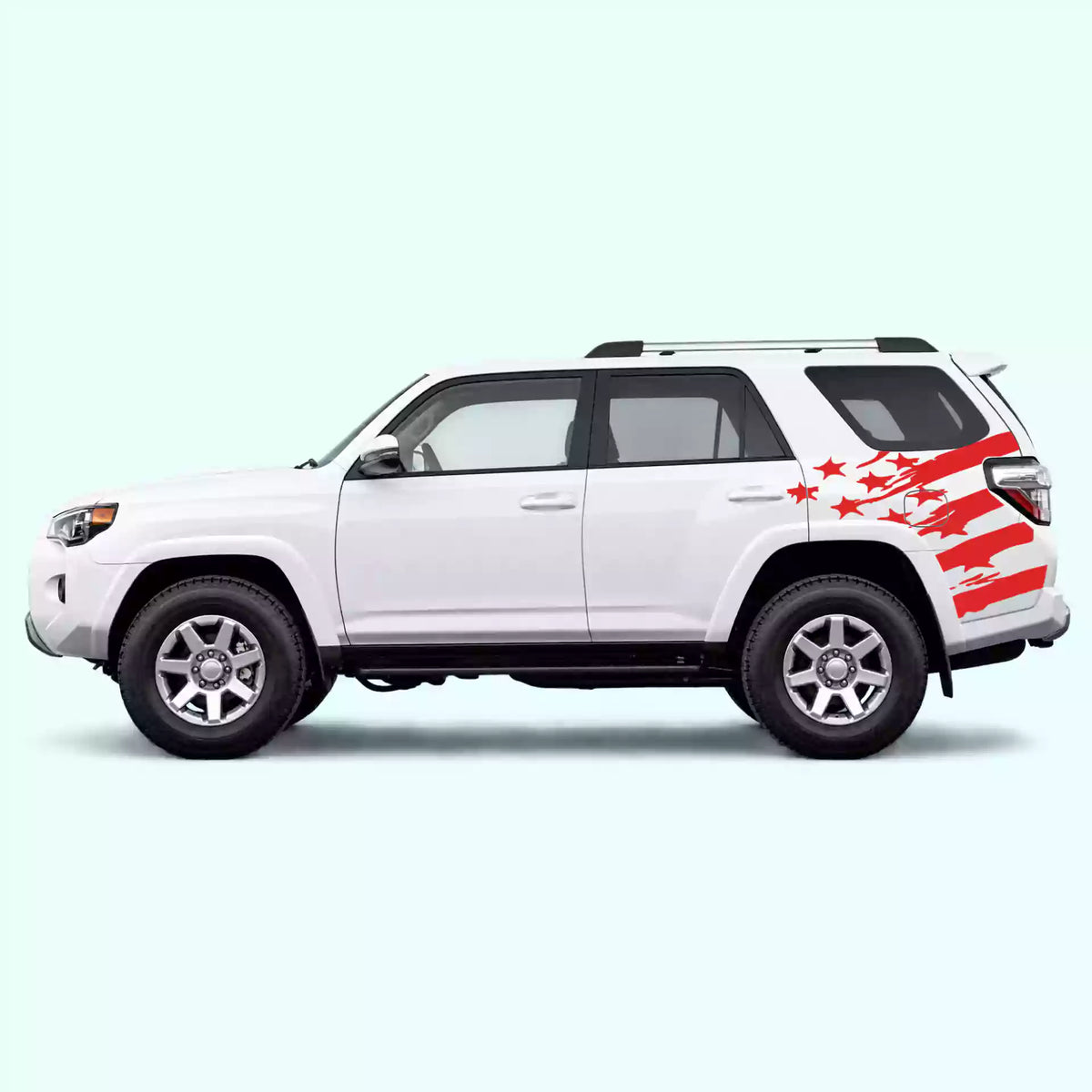 2010-2024 Toyota 4Runner USA Flag Shred Decals Vinyl Graphics Kit Red