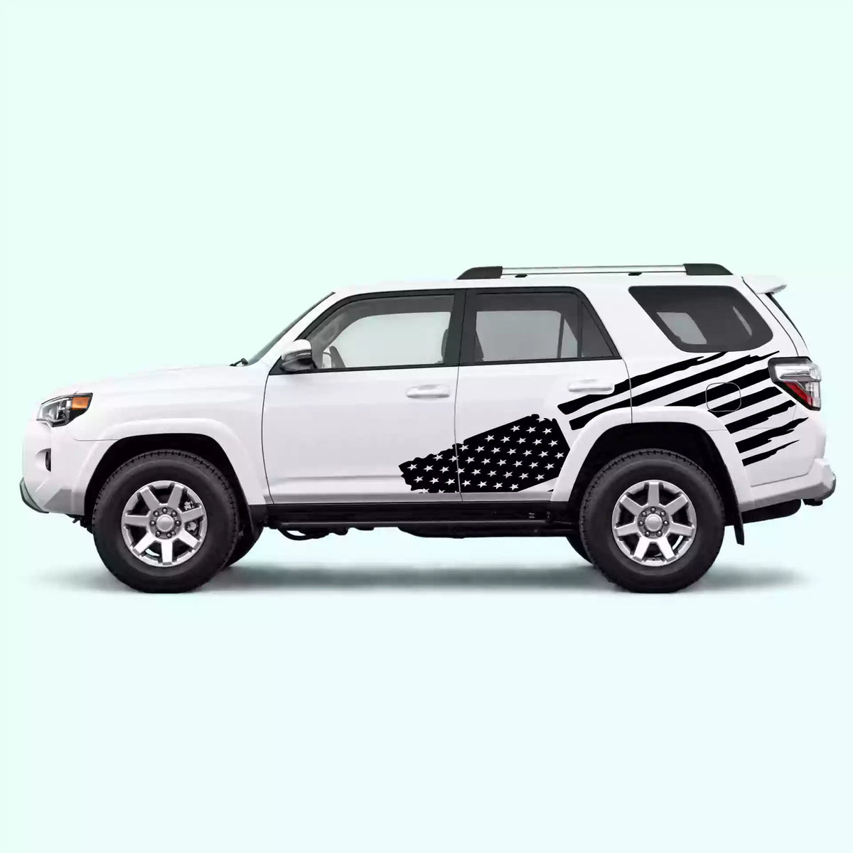 2010-2024 Toyota 4Runner USA Flag Side Decals Vinyl Graphics Kit Black
