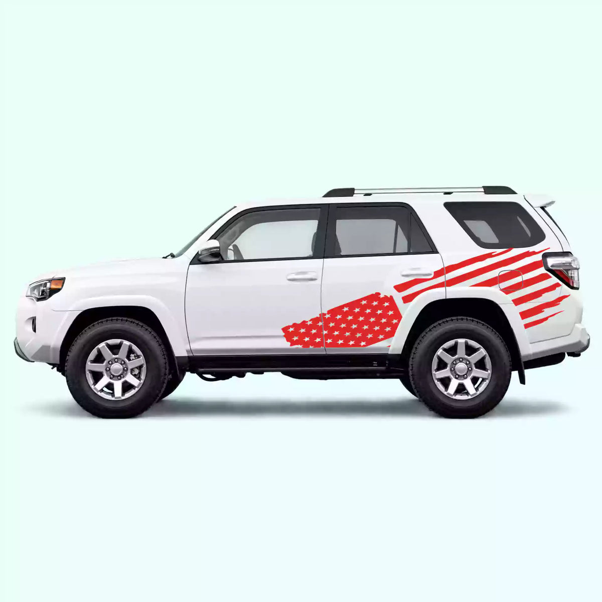 2010-2024 Toyota 4Runner USA Flag Side Decals Vinyl Graphics Kit Red