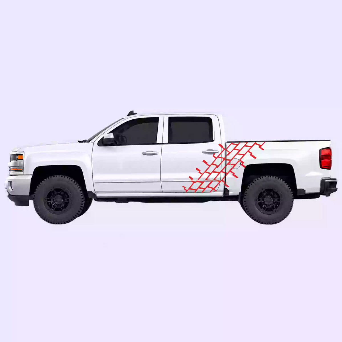 2014-2018 Chevrolet Silverado Tire Tread Side Decals Vinyl Graphics Kit Red