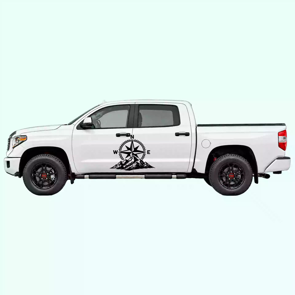 2014-2021 Toyota Tundra Compass Mountains Side Decals Vinyl Graphics Kit black