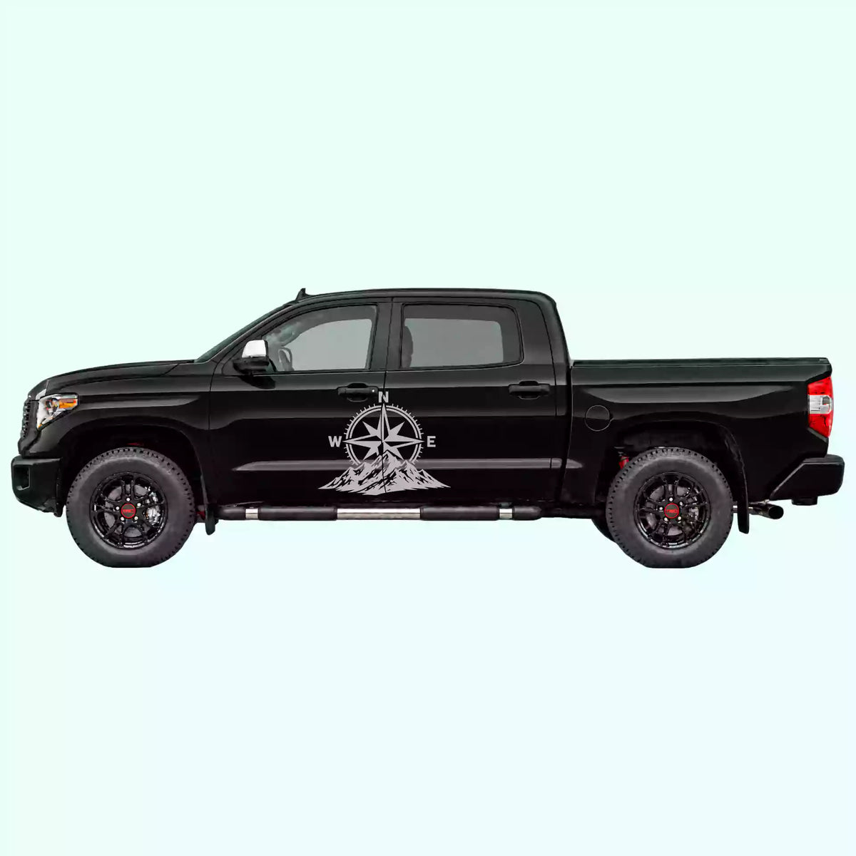 2014-2021 Toyota Tundra Compass Mountains Side Decals Vinyl Graphics Kit gray