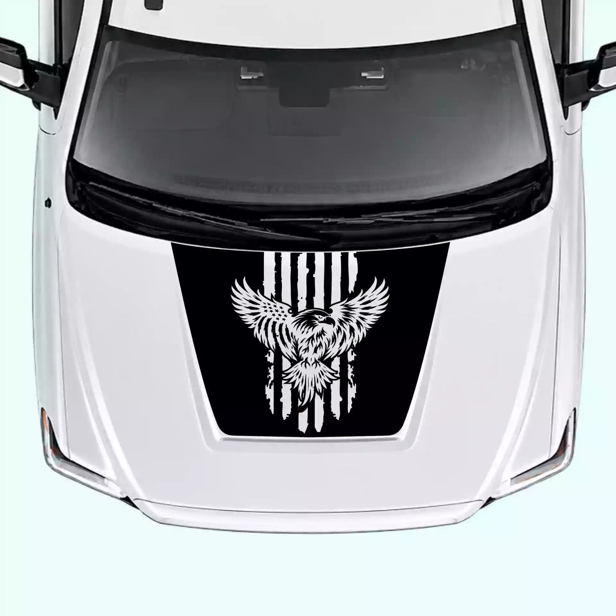 2014-2021 Toyota Tundra Eagle USA Flag Hood Decals Vinyl Graphics Kit black