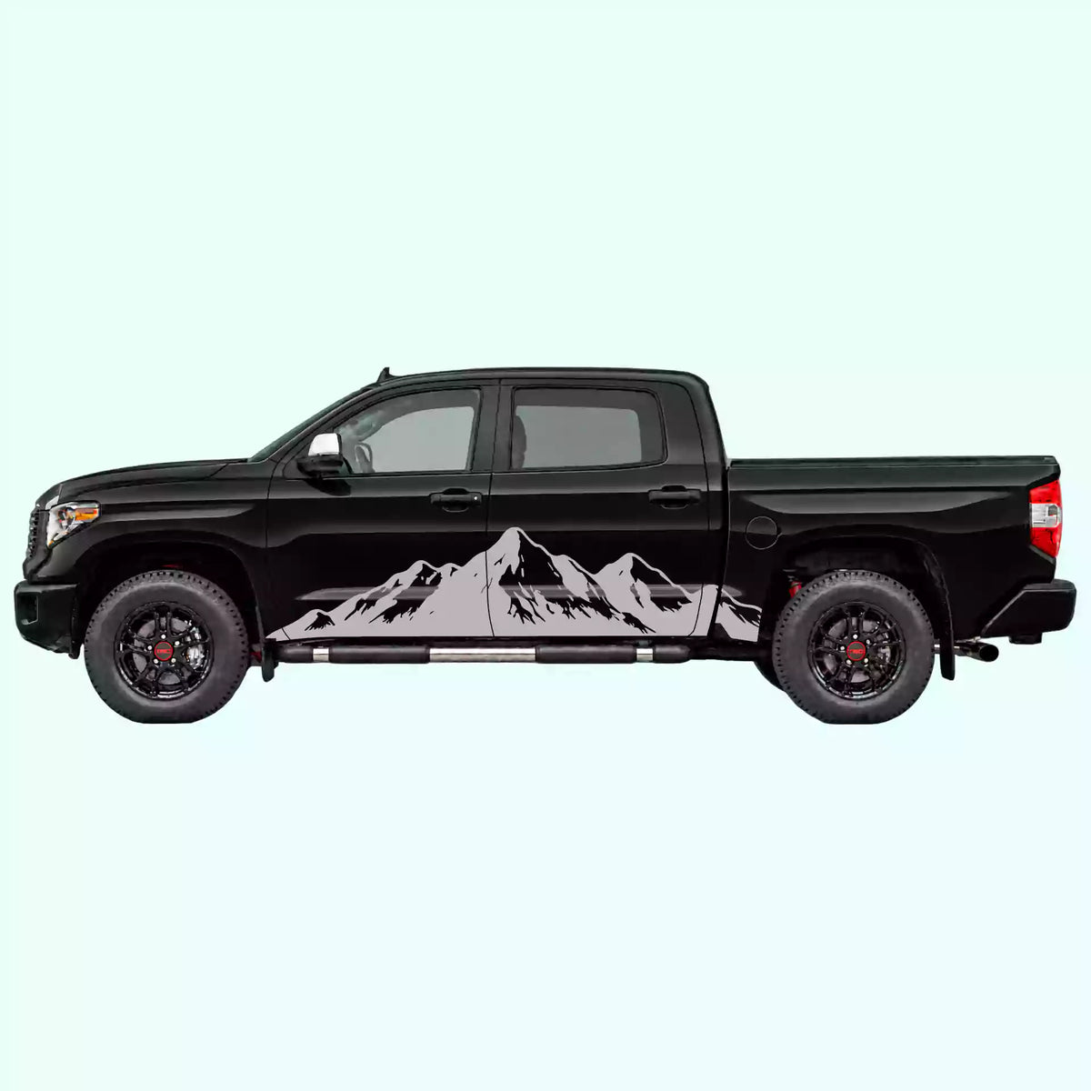 2014-2021 Toyota Tundra Mountain Range Side Decals Vinyl Graphics Kit gray