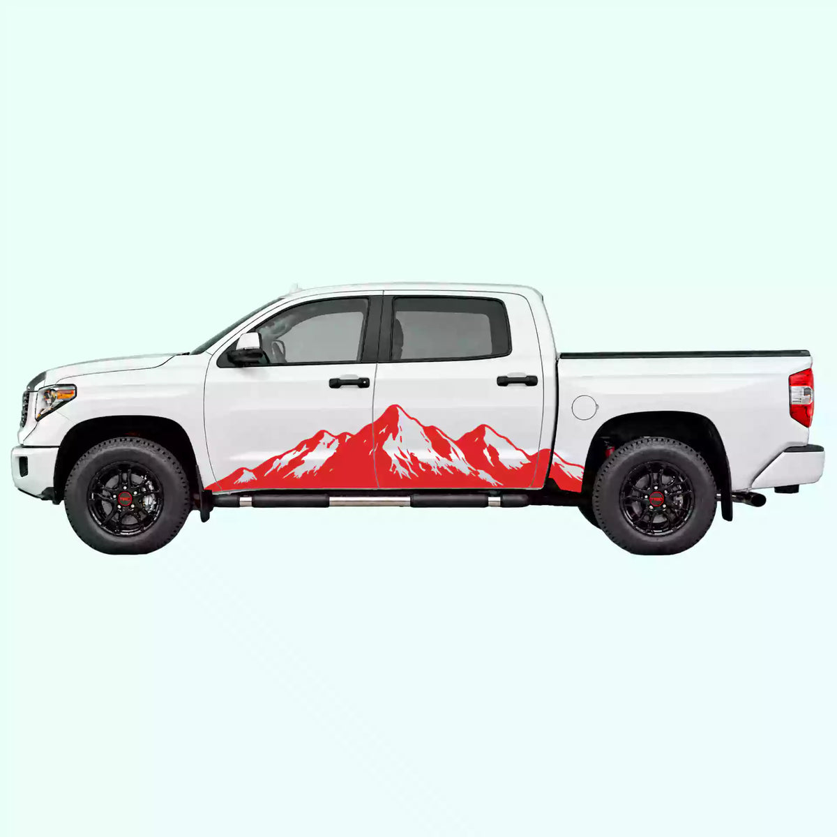 2014-2021 Toyota Tundra Mountain Range Side Decals Vinyl Graphics Kit red