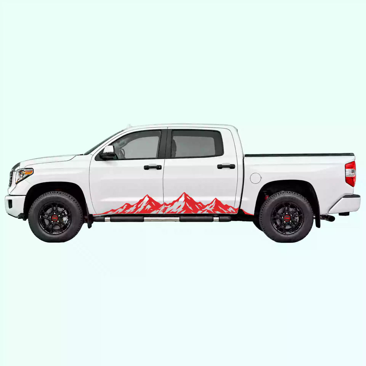 2014-2021 Toyota Tundra Peak Mountain Rocker Stripes Vinyl Graphics Kit red