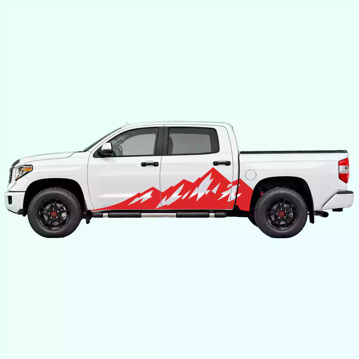 2014-2021 Toyota Tundra Peak Mountain Side Decals Vinyl Graphics Kit red