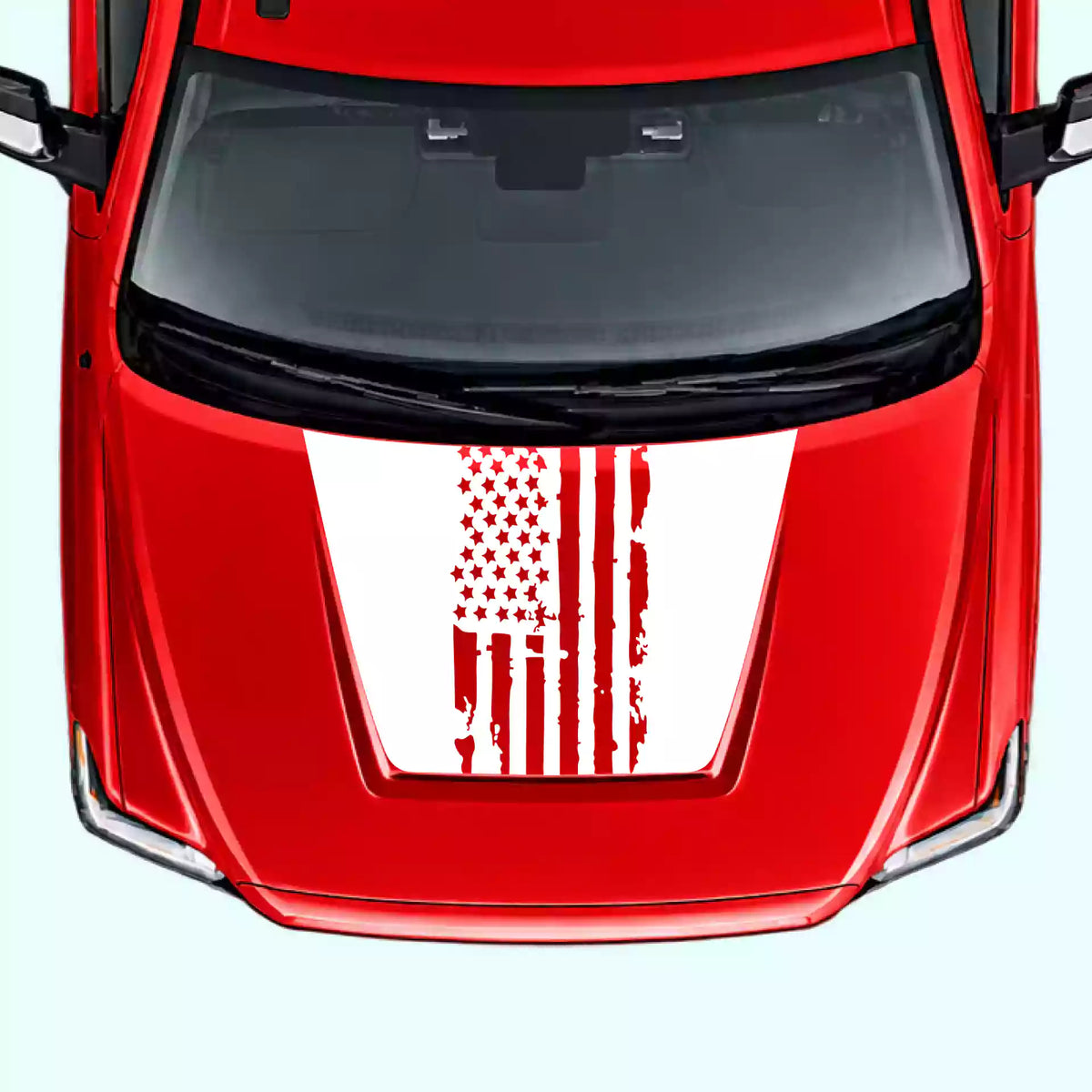 2014-2021 Toyota Tundra Shred American Flag Hood Decals Vinyl Graphics Kit white
