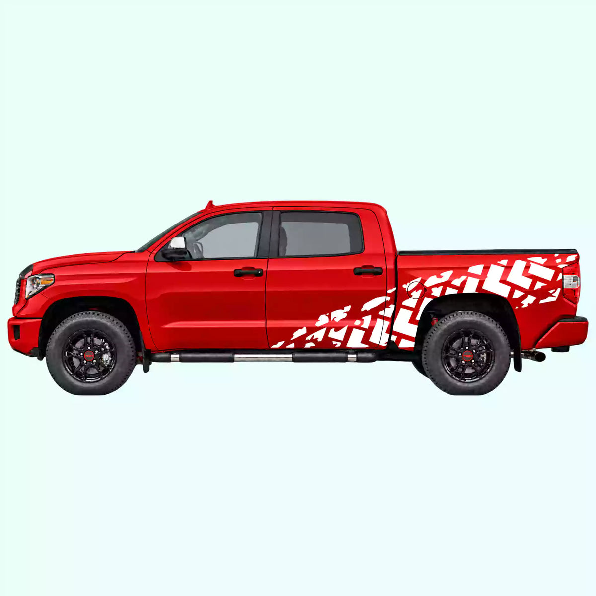 2014-2021 Toyota Tundra Tire Tracks Side Decals Vinyl Graphics Kit white