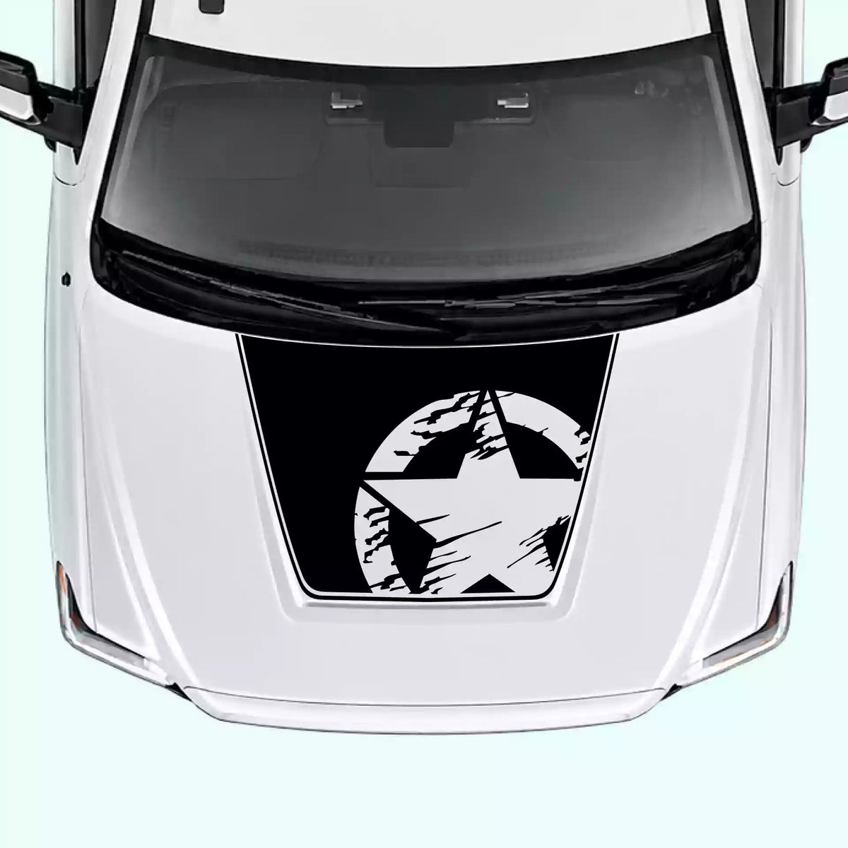 2014-2021 Toyota Tundra Torn Star Hood Decal Vinyl Graphics Kit black
