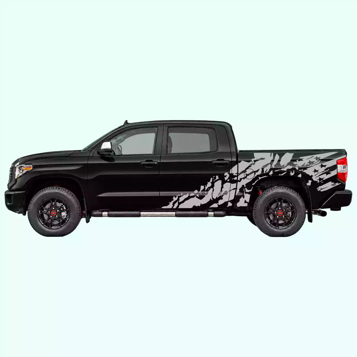 2014-2021 Toyota Tundra US Flag Shred Side Decals Vinyl Graphics Kit gray