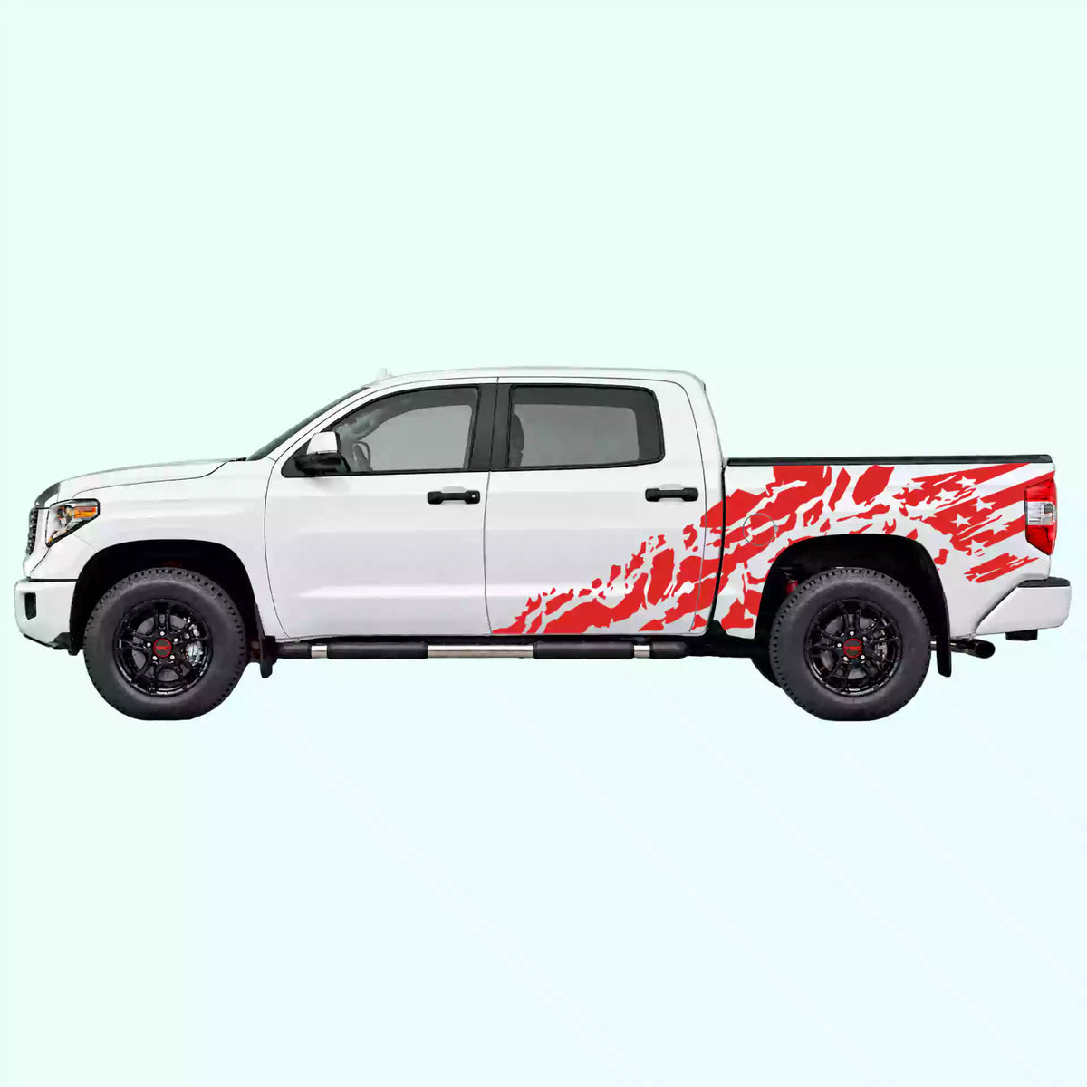 2014-2021 Toyota Tundra US Flag Shred Side Decals Vinyl Graphics Kit red
