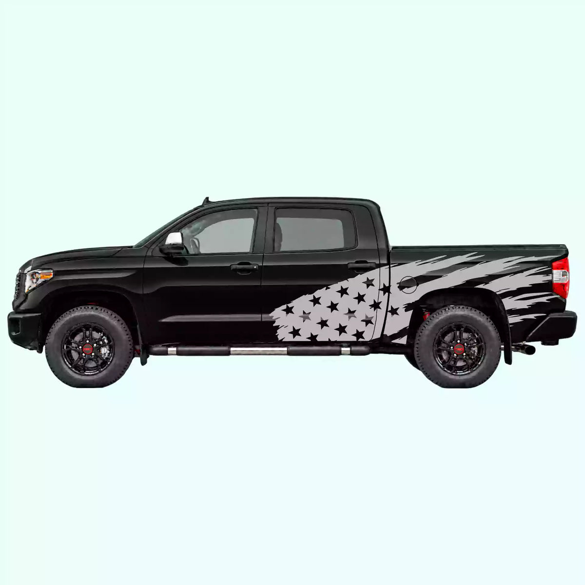 2014-2021 Toyota Tundra US Flag Side Decals Vinyl Graphics Kit gray