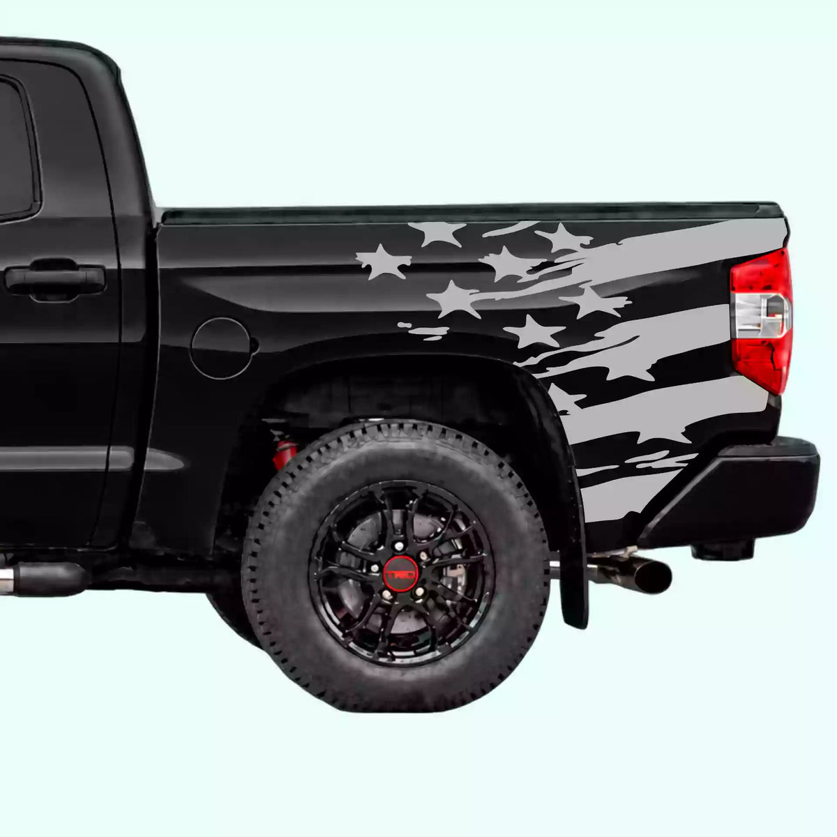 2014-2021 Toyota Tundra USA Flag Shred Bed Decals Vinyl Graphics Kit gray
