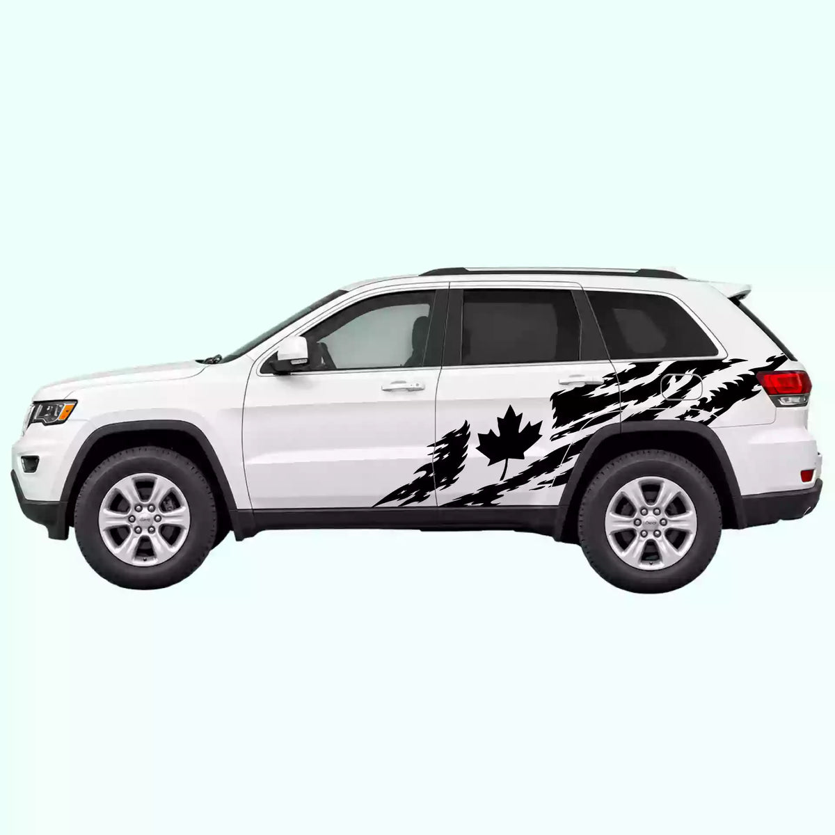 2014-2022 Jeep Grand Cherokee Canada Flag Side Decals Vinyl Graphics Kit Black