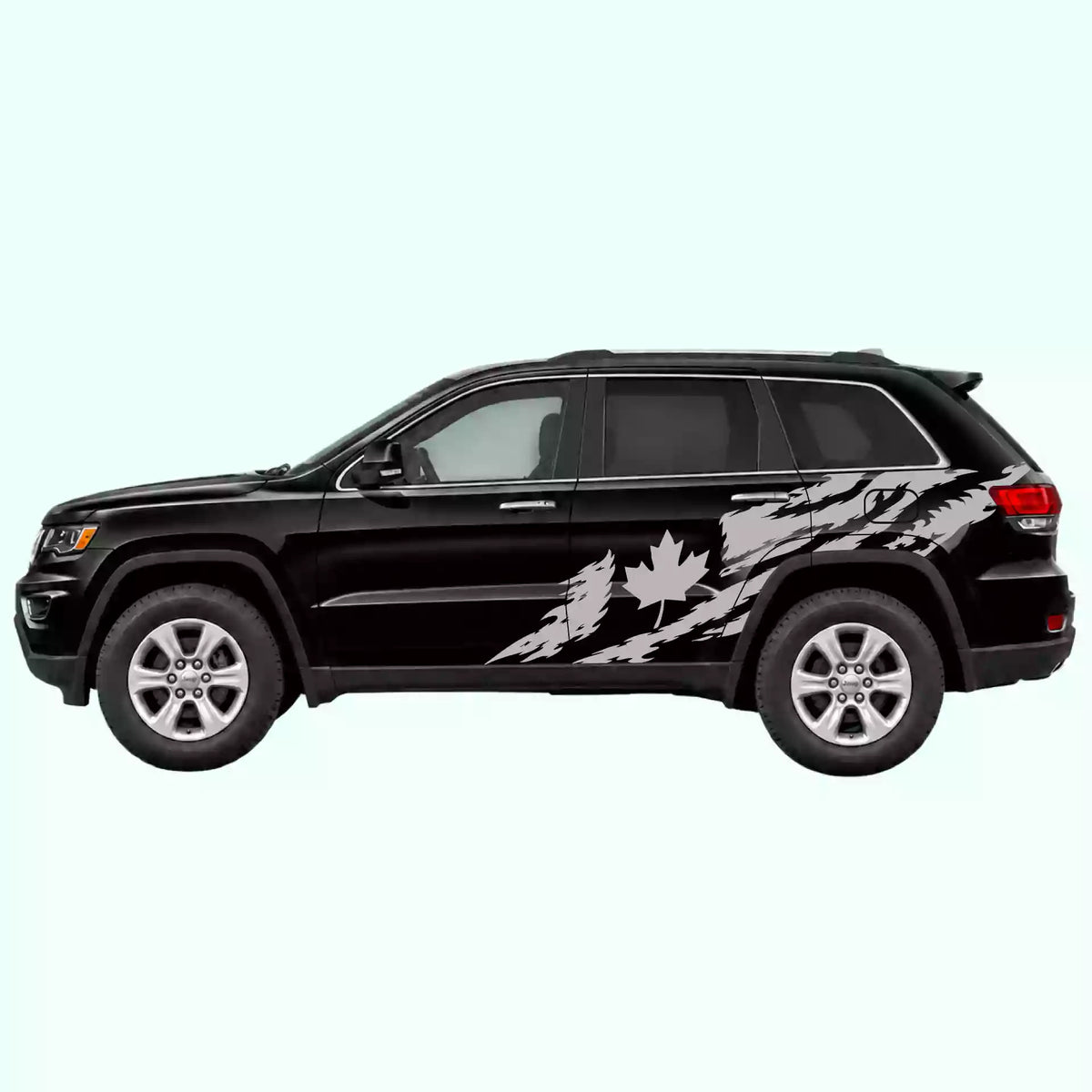 2014-2022 Jeep Grand Cherokee Canada Flag Side Decals Vinyl Graphics Kit Gray