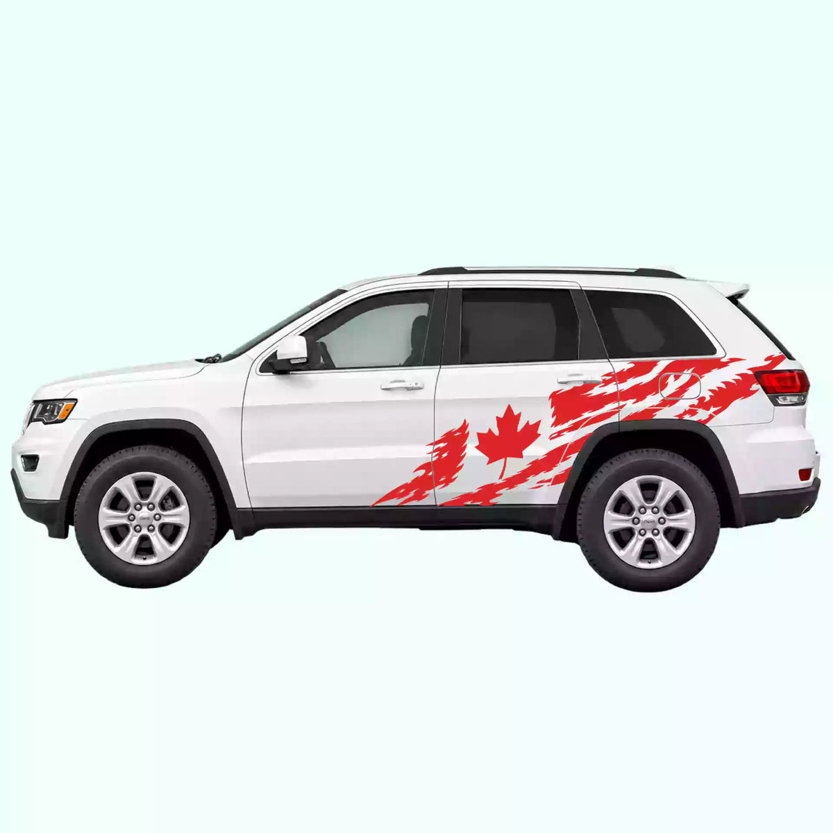 2014-2022 Jeep Grand Cherokee Canada Flag Side Decals Vinyl Graphics Kit Red