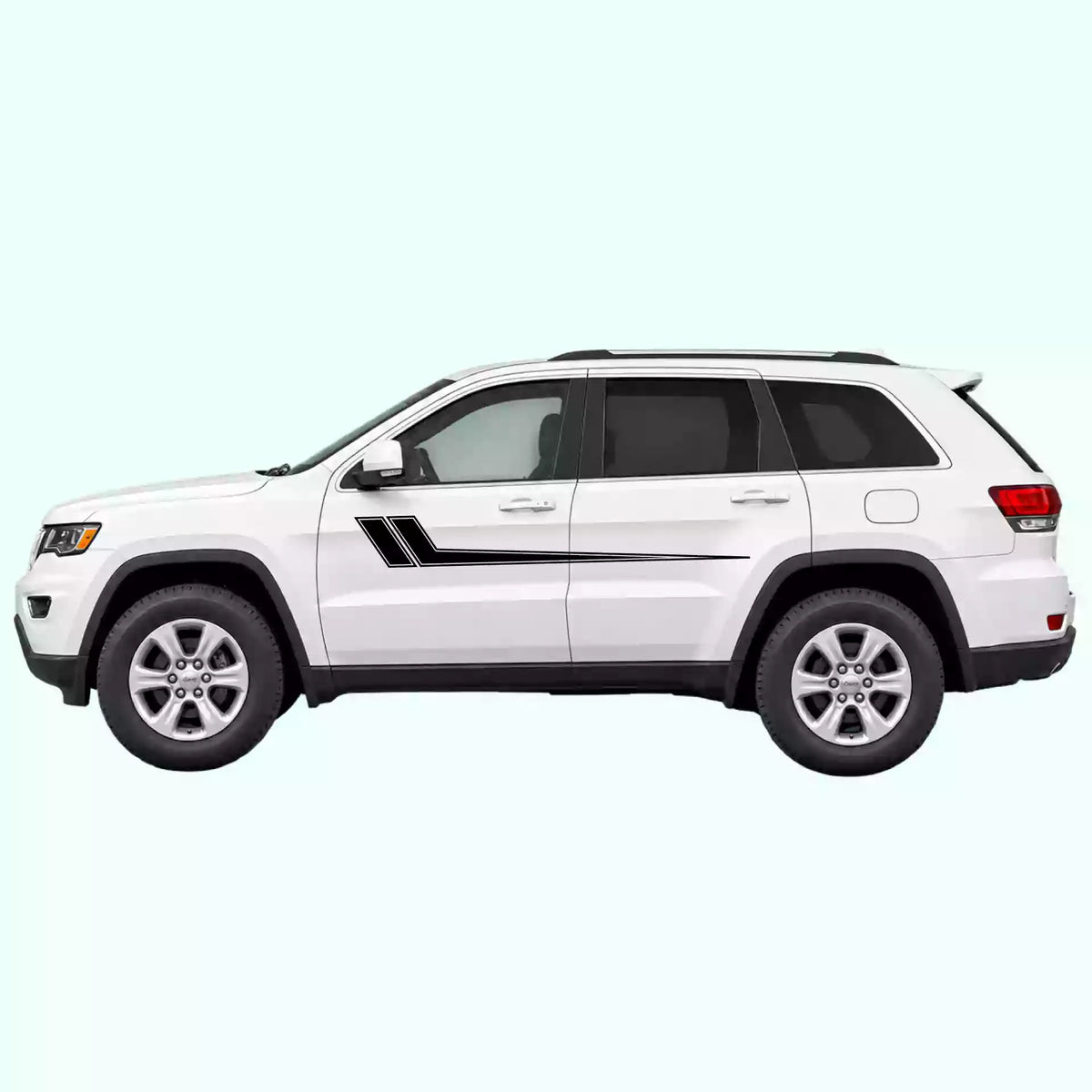 2014-2022 Jeep Grand Cherokee Hockey Side Stripes Vinyl Graphics Kit Black