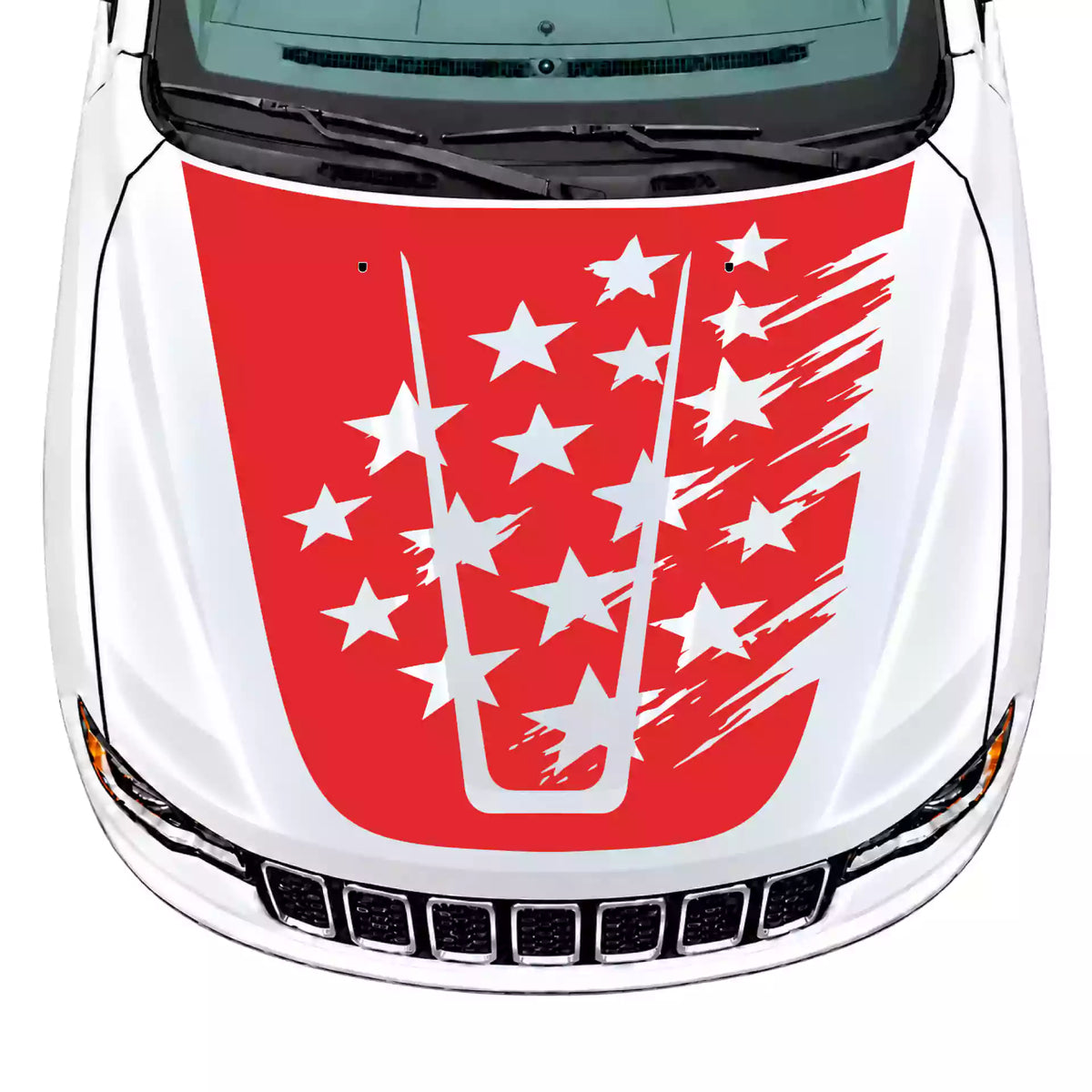 2014-2022 Jeep Grand Cherokee Shattered American Flag Hood Decal Vinyl Graphics Kit