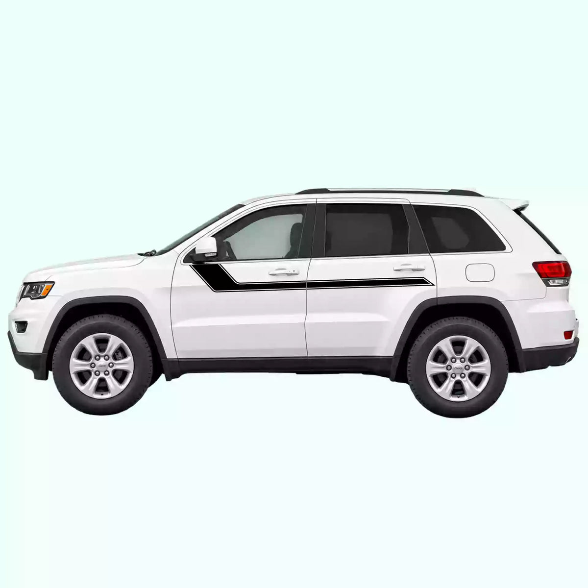 2014-2022 Jeep Grand Cherokee Side Rally Stripes Vinyl Graphics Kit Black