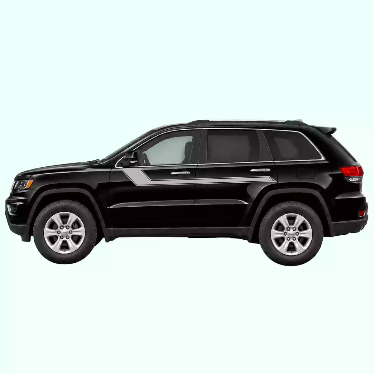 2014-2022 Jeep Grand Cherokee Side Rally Stripes Vinyl Graphics Kit Gray