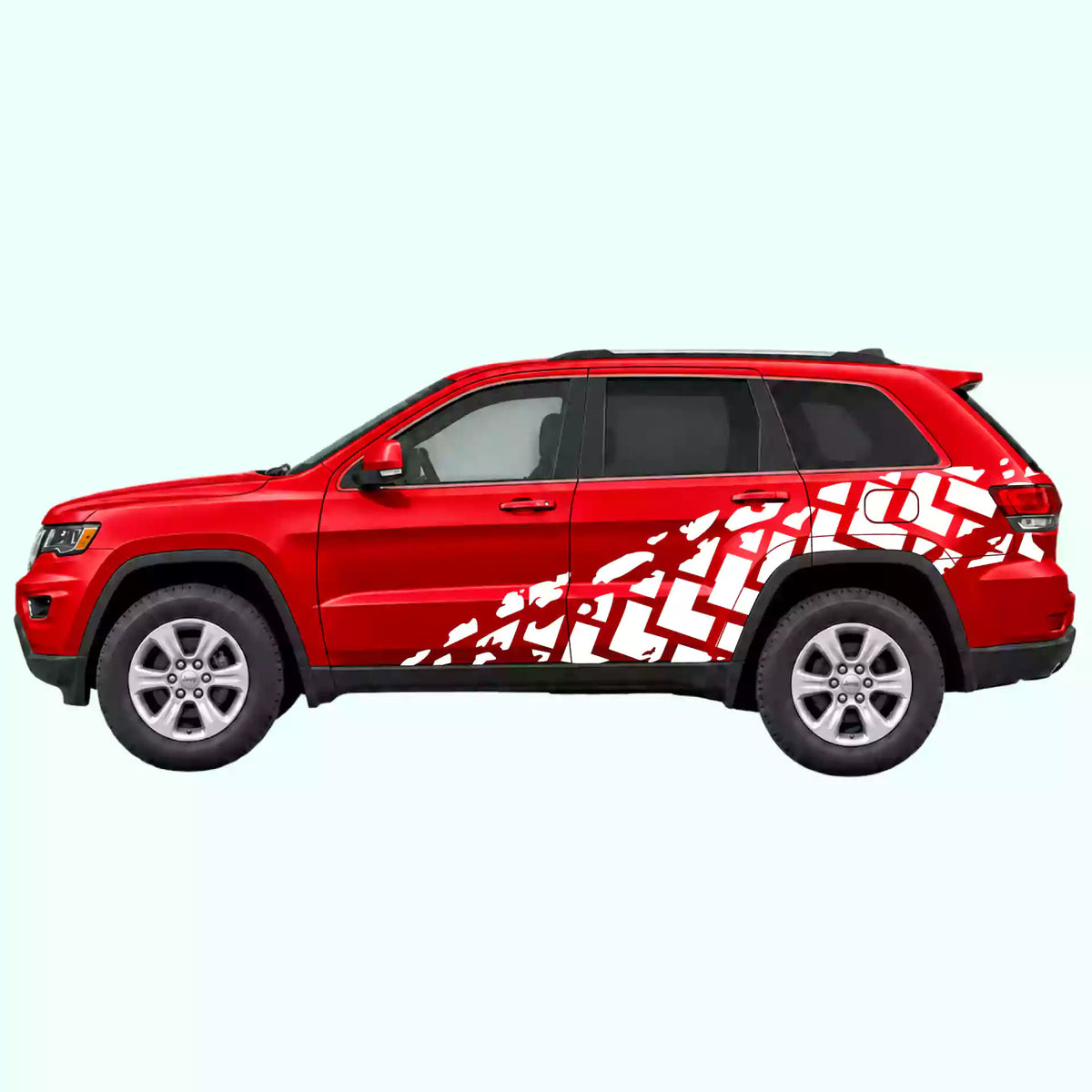 2014-2022 Jeep Grand Cherokee Tire Tracks Side Decals Vinyl Graphics Kit White