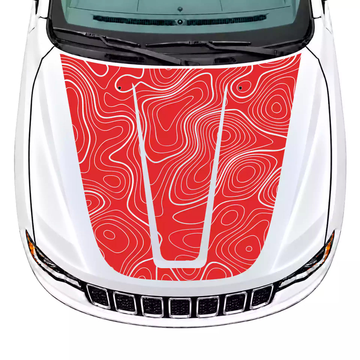 2014-2022 Jeep Grand Cherokee Topographic Map Hood Decal Vinyl Graphics Kit
