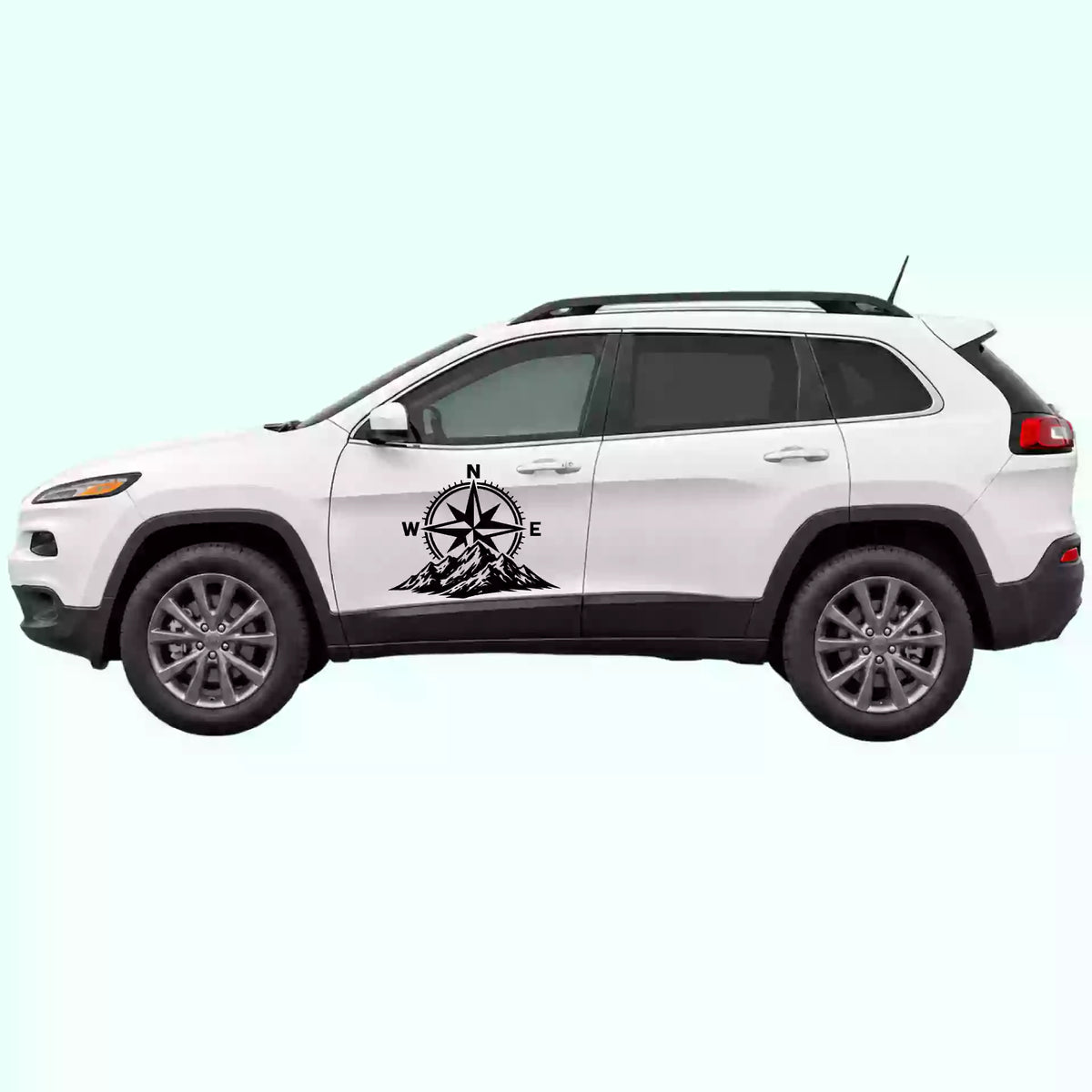 2014-2023 Jeep Cherokee Compass Mountains Side Decal Decals Vinyl Graphics Kit Black