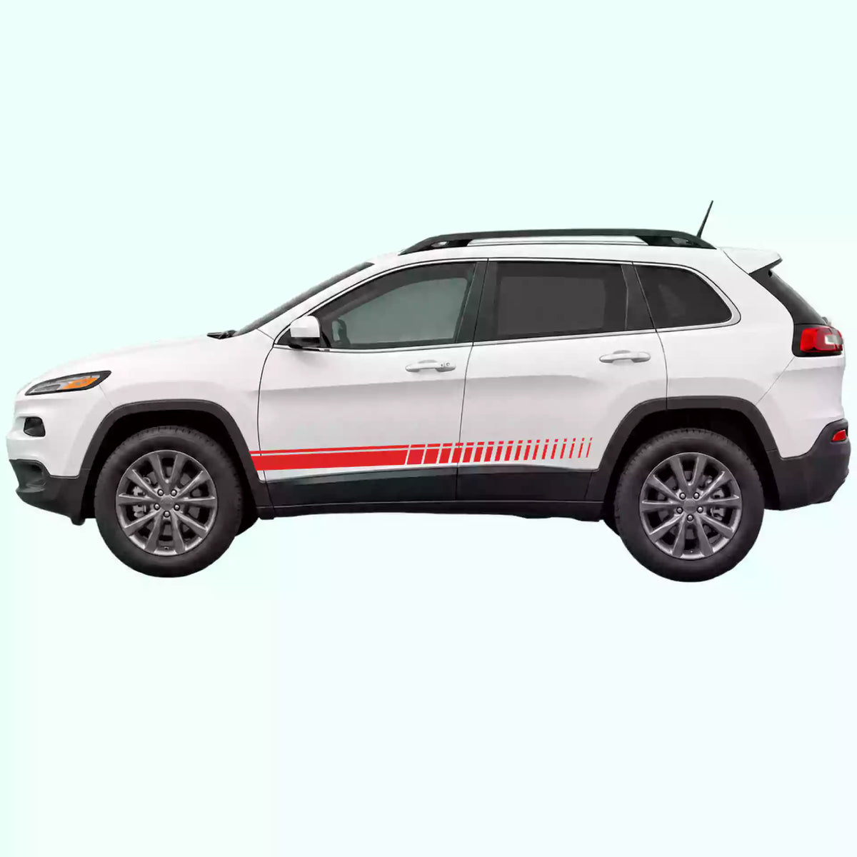 2014-2023 Jeep Cherokee Top Pin Stripe Rocker Vinyl Graphics Kit Red