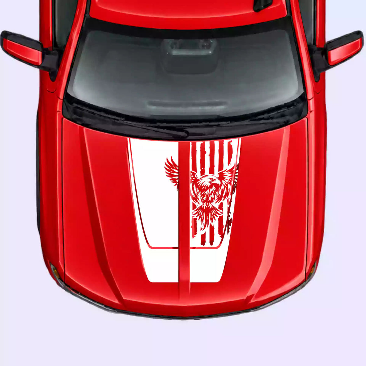 2016-2018 Chevrolet Silverado Eagle USA Flag Hood Decals Vinyl Graphics Kit white