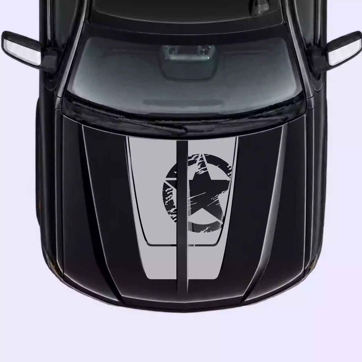 2016-2018 Chevrolet Silverado Torn Star Hood Decal Vinyl Graphics Kit gray
