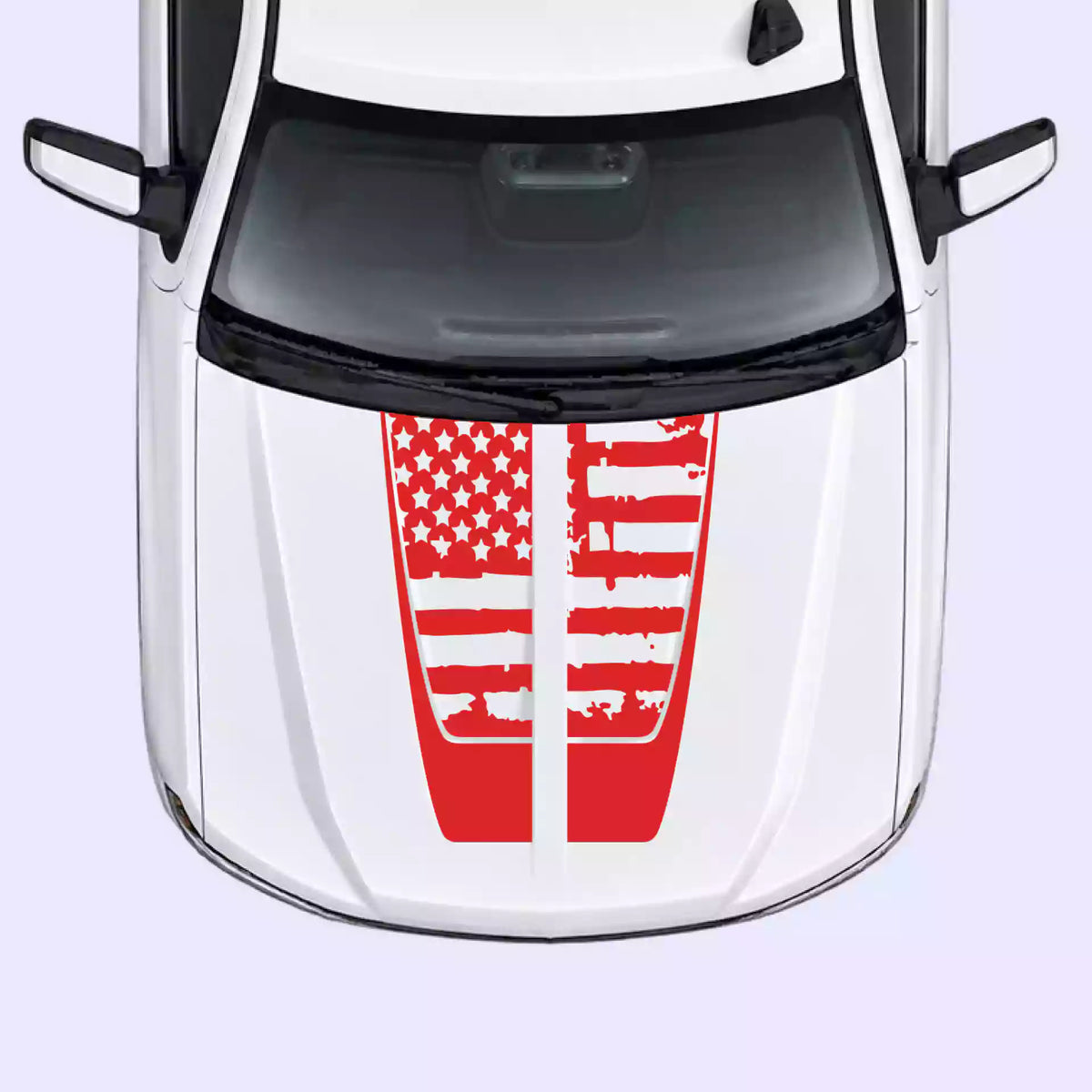 2016-2018 Chevrolet Silverado Shred American Flag Hood Decals Vinyl Graphics Kit white
