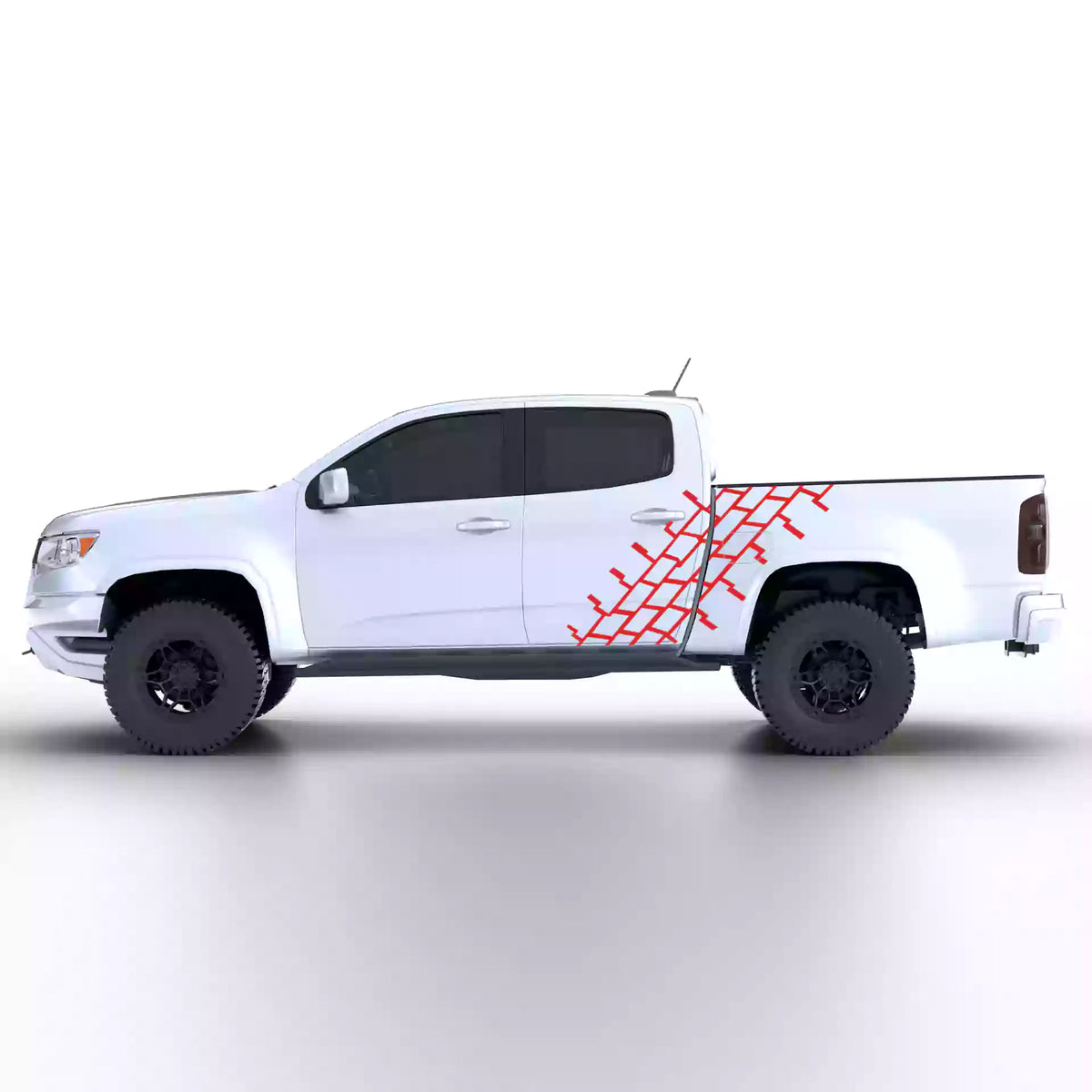 2016-2022 Chevrolet Colorado Tire Tread Side Decals Vinyl Graphics Kit Red