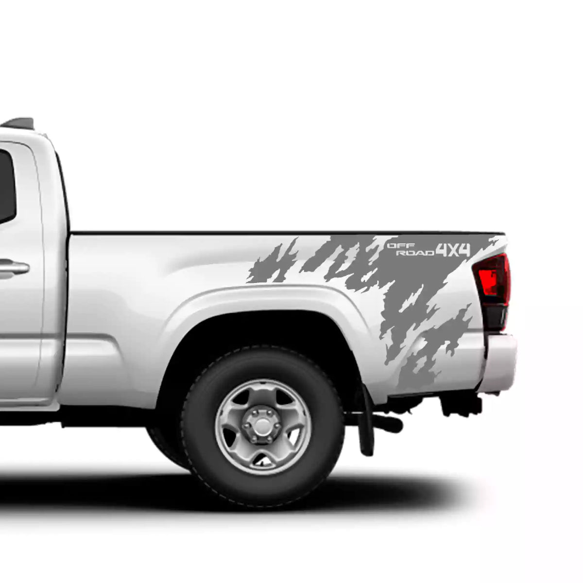 2016-2023 Toyota Tacoma 4x4 Mud Splash Bed Side Vinyl Graphics Kit gray
